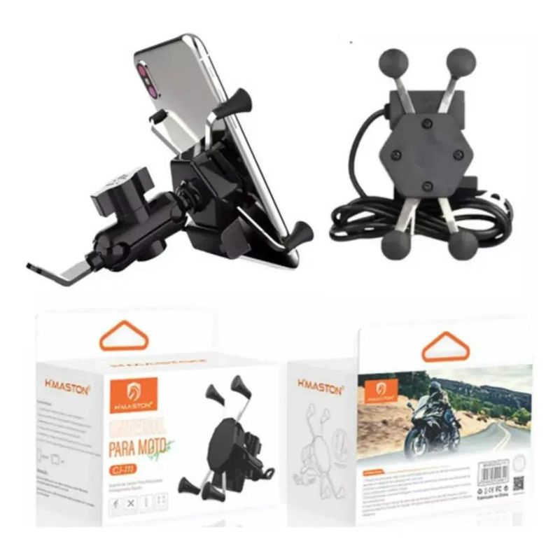 suporte universal para celular de moto h'maston cj-111 preto (mp)