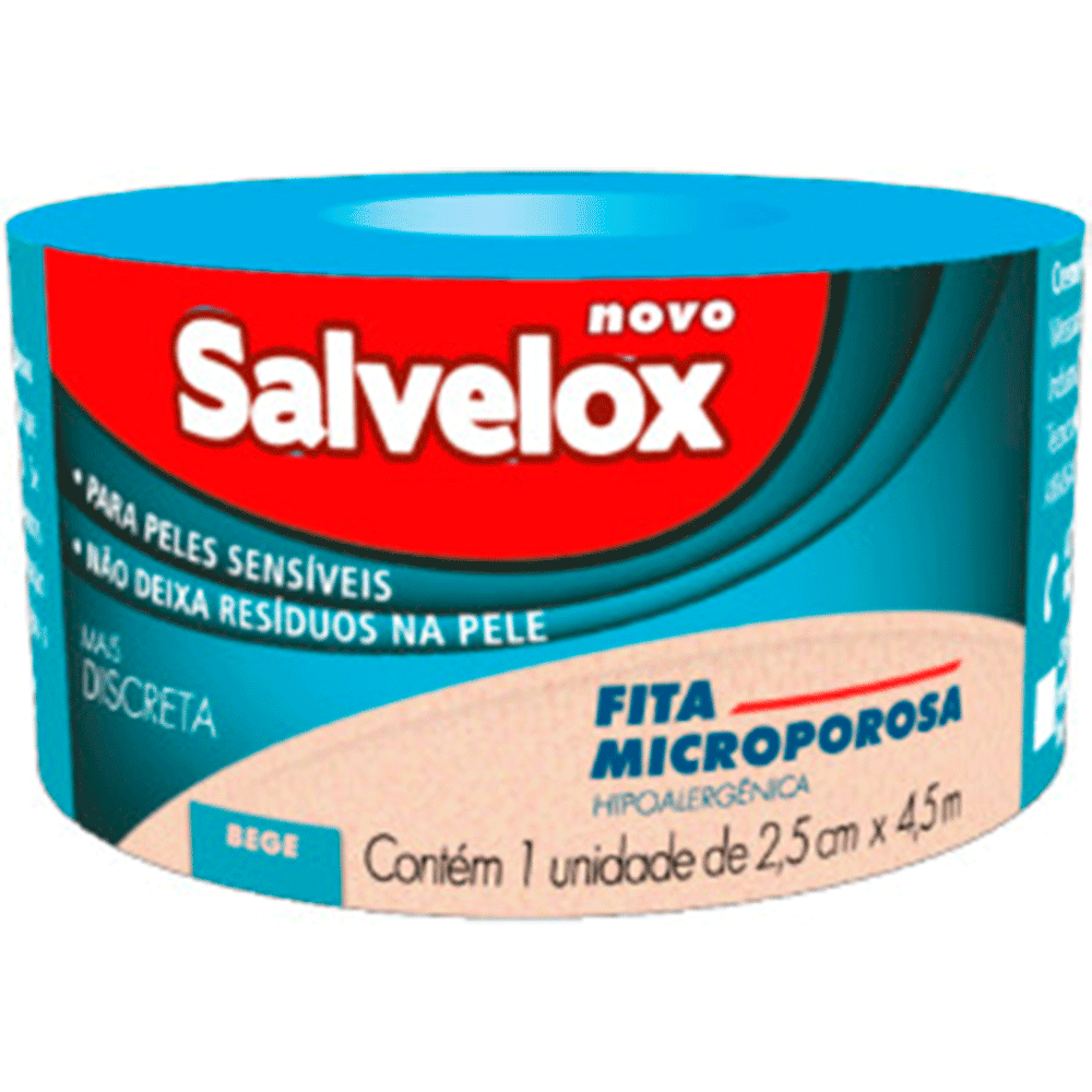 Fita Microporosa Salvelox Bege 2,5cmx4,5m