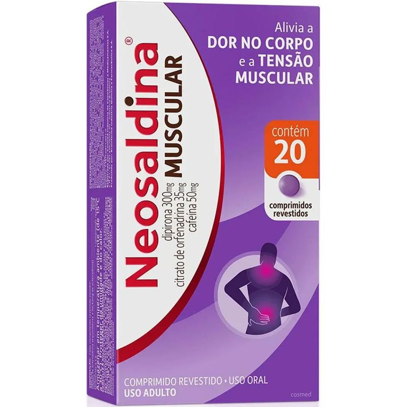 neosaldina muscular 20 comprimidos revestidos dipirona + cafeína + orfenadrina hypera ch