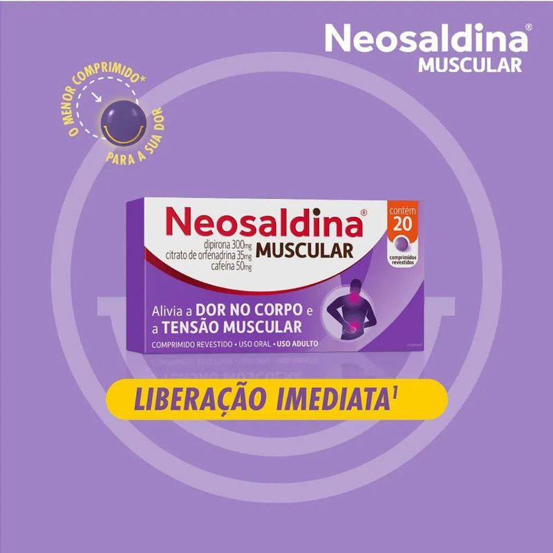 neosaldina muscular 20 comprimidos revestidos dipirona + cafeína + orfenadrina hypera ch