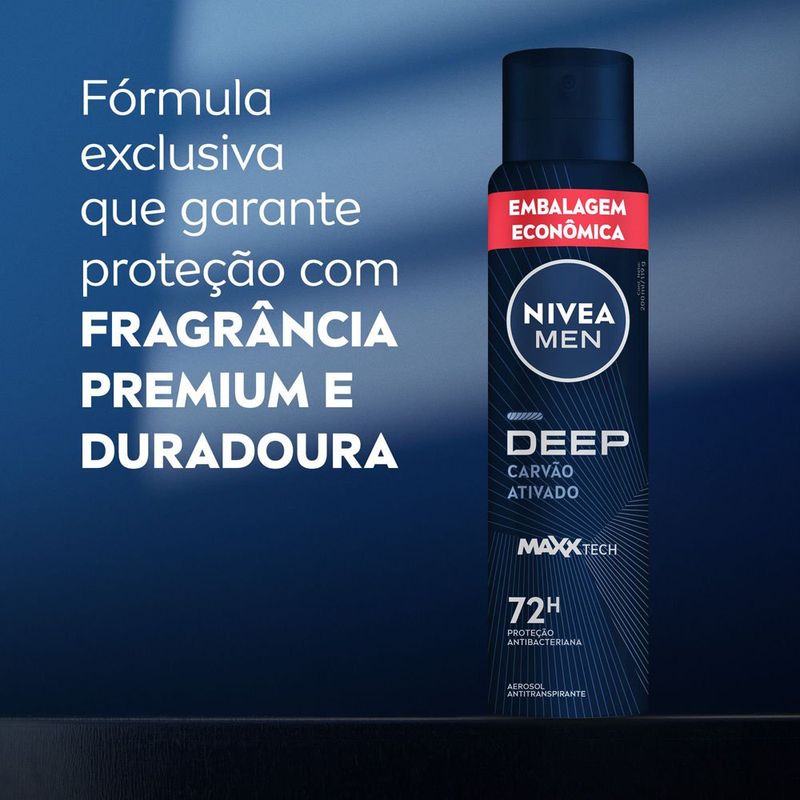 desodorante antitranspirante aerossol deep maxxtech 200ml nivea men