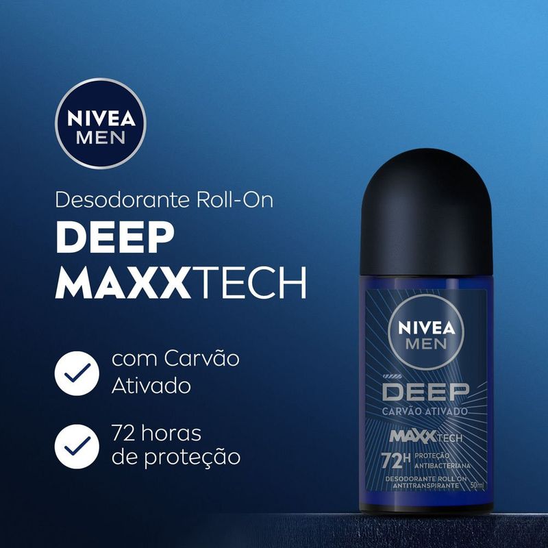 desodorante antitranspirante roll-on deep maxxtech 50ml nivea men