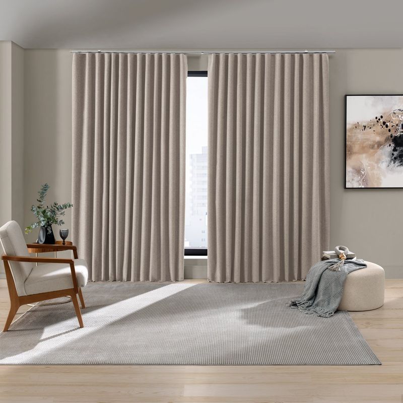 cortina trilho blackout bella & co 420x270cm chevron bege e duna (mp)