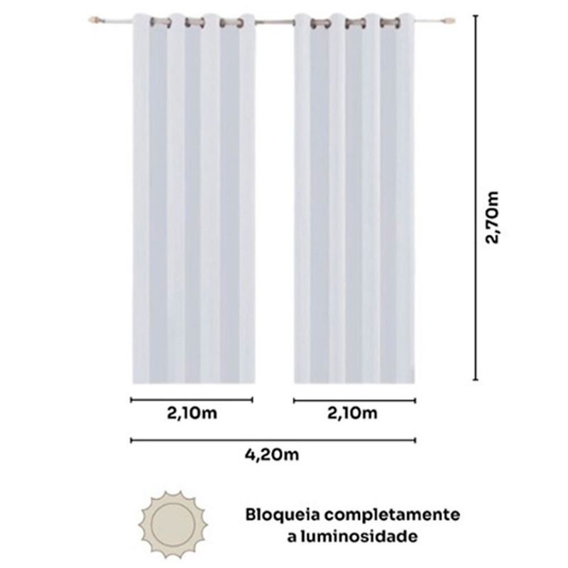 cortina trilho blackout bella & co 420x270cm chevron bege e duna (mp)