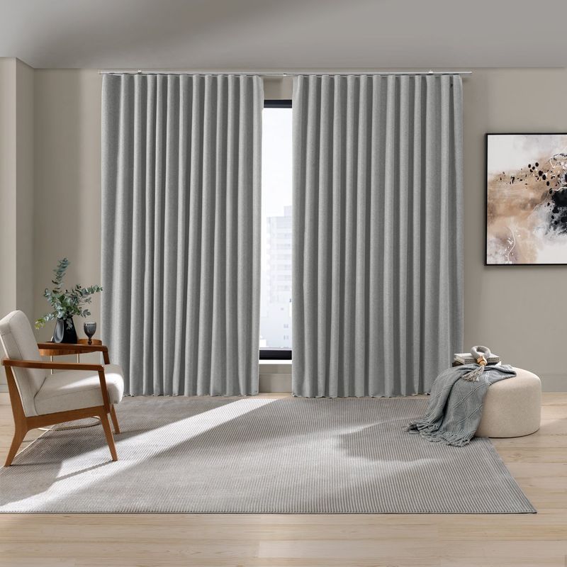 cortina trilho blackout bella & co 420x270cm chevron cinza (mp)