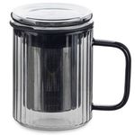 caneca de chá oxford com infusor de aço inox 350ml fumê 150641