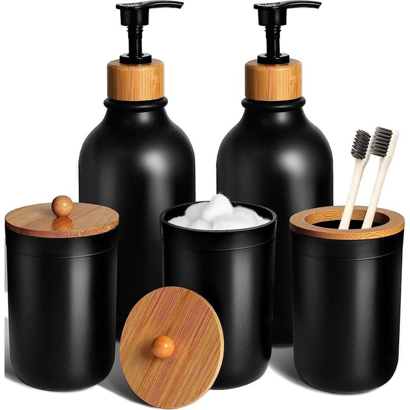 conjunto para banheiro 5 peças alpiriral de cerâmica preto a-mbi