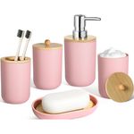 conjunto para banheiro 5 peças alpiriral de cerâmica rosa a-mbi