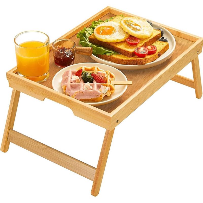 bandeja de refeições dobrável pipishell de bambu amarelo a-mbi