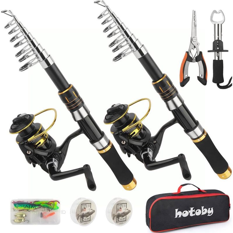 conjunto vara hotoby 2 pecas de pesca 6,88p preto a-mbi