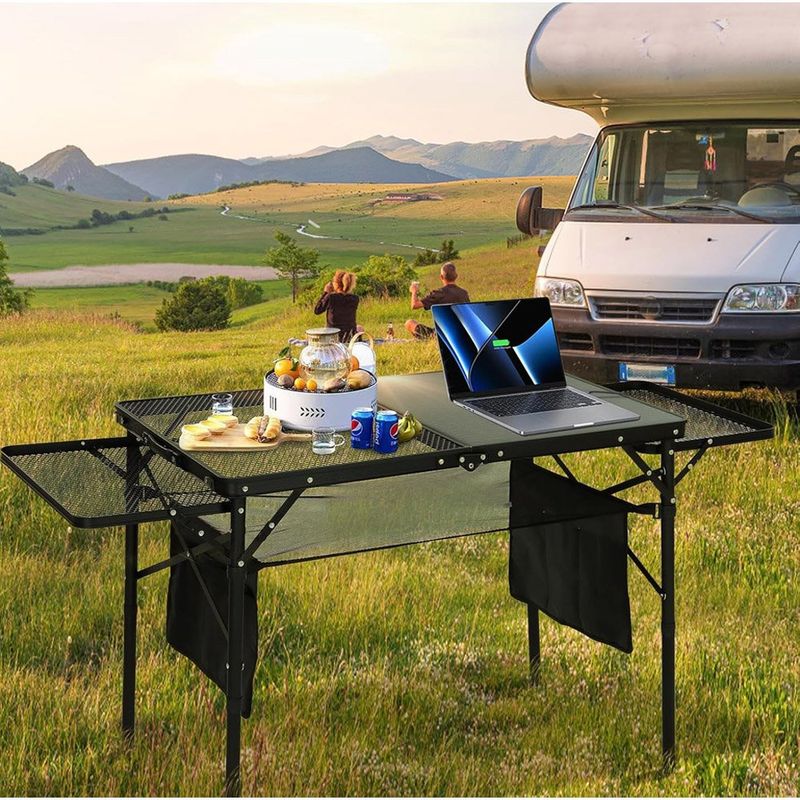 mesa para churrasco com painel solar de 45w bolsa ajustavel workoot preto a-mbi