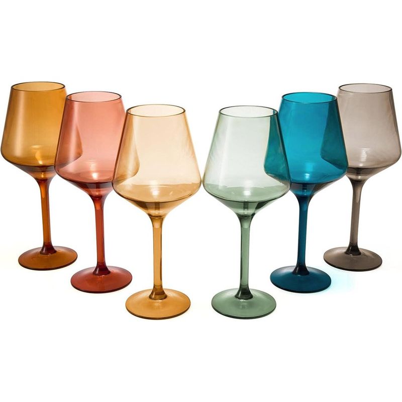 taca de vinho com 6 peças de plástico 425ml wine savant colorido a-mbi
