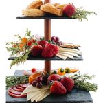 bandeja wild horses com 3 andares ardosia e acacia preto a-mbi