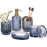 conjunto de acessorios empo com 6 peças para banheiro azul a-mbi
