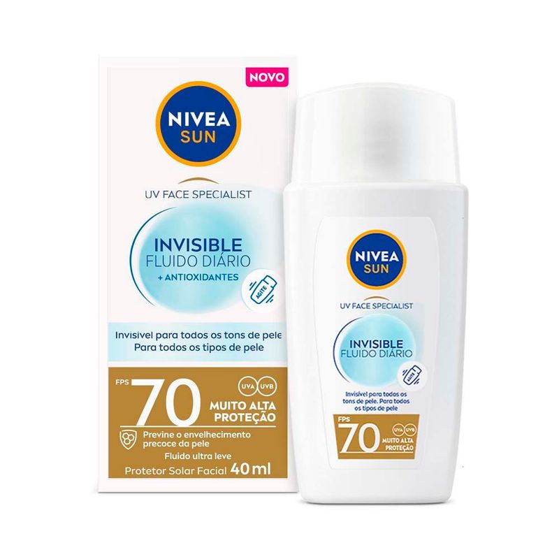 protetor solar facial fluido uv face specialist invisible fps70 40ml nivea sun