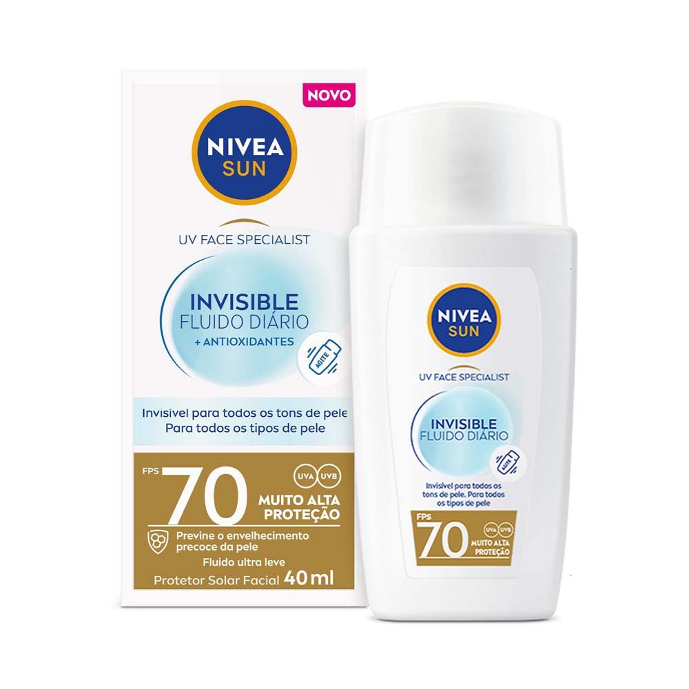 Protetor Solar Facial Fluido FPS70 Nivea Sun Invisible 40ml