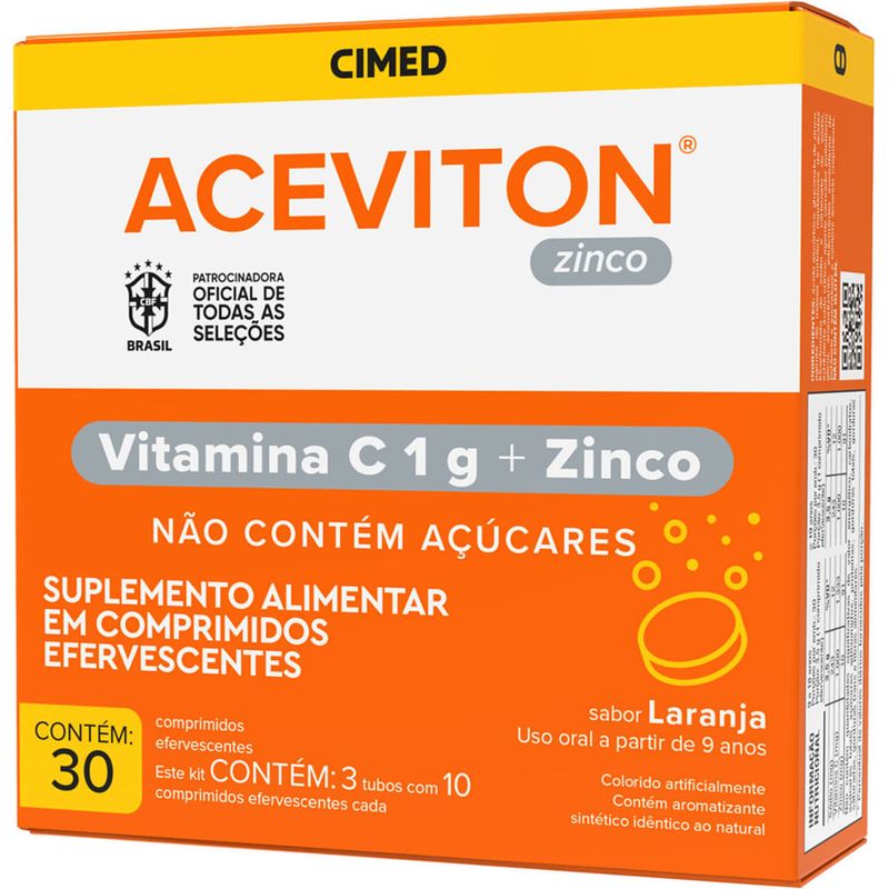 aceviton zinco 30 comprimidos efervescentes laranja
