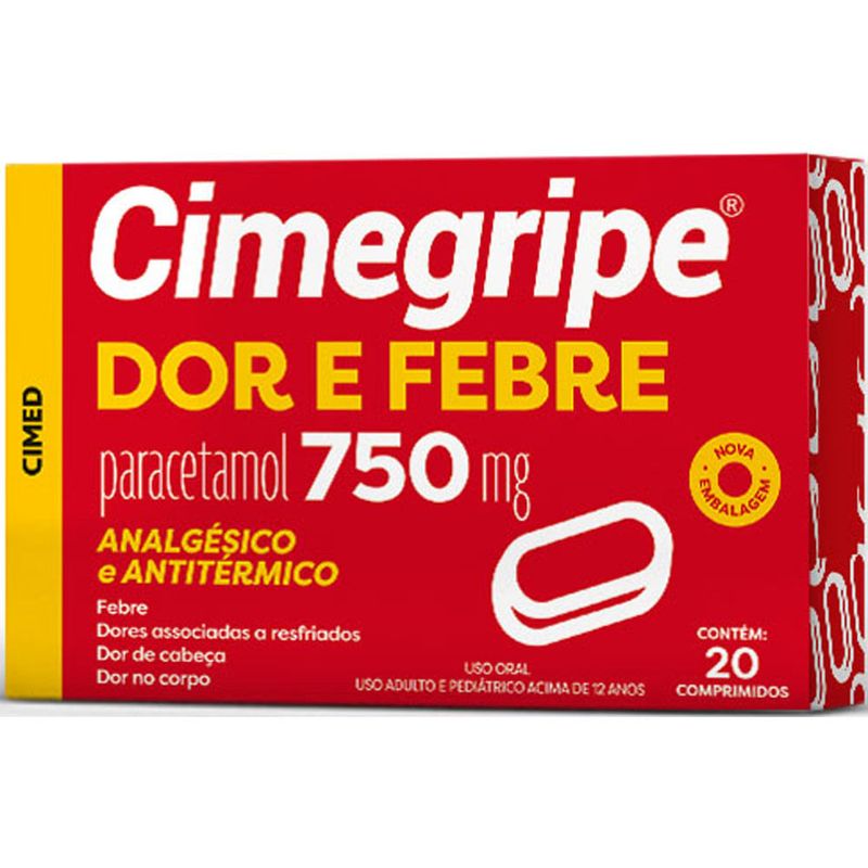 cimegripe dor e febre 750mg 20 comprimidos