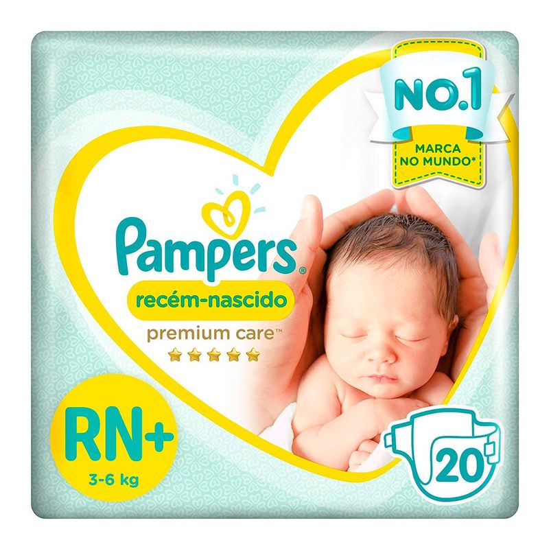 fralda pampers premium care tamanho rn 20 unidades