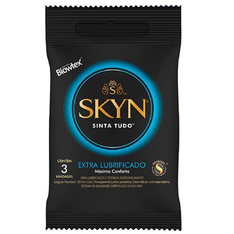 preservativo extra lubrificado blowtex skyn 3 unidades sachê