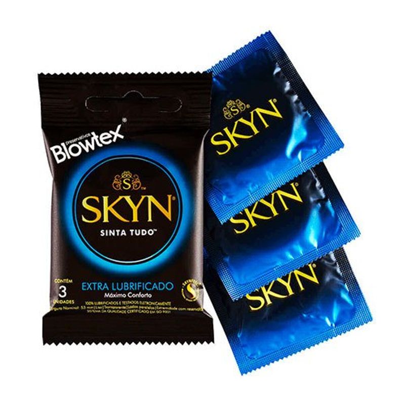 preservativo extra lubrificado blowtex skyn 3 unidades sachê