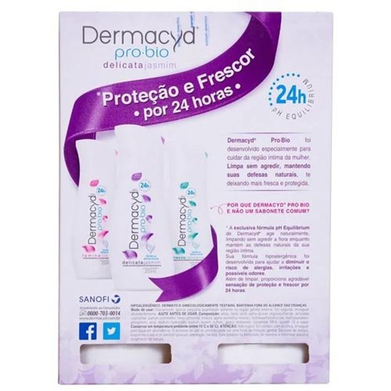 kit sabonete íntimo dermacyd delicata 200ml + 100ml