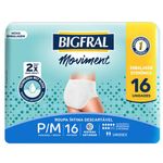 roupa íntima descartável unissex bigfral moviment tamanho p / m 16 unidades