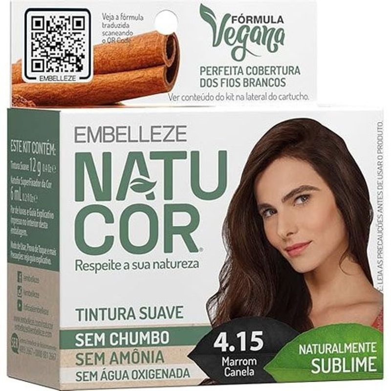 coloração natucor 4.15 marrom canela suave
