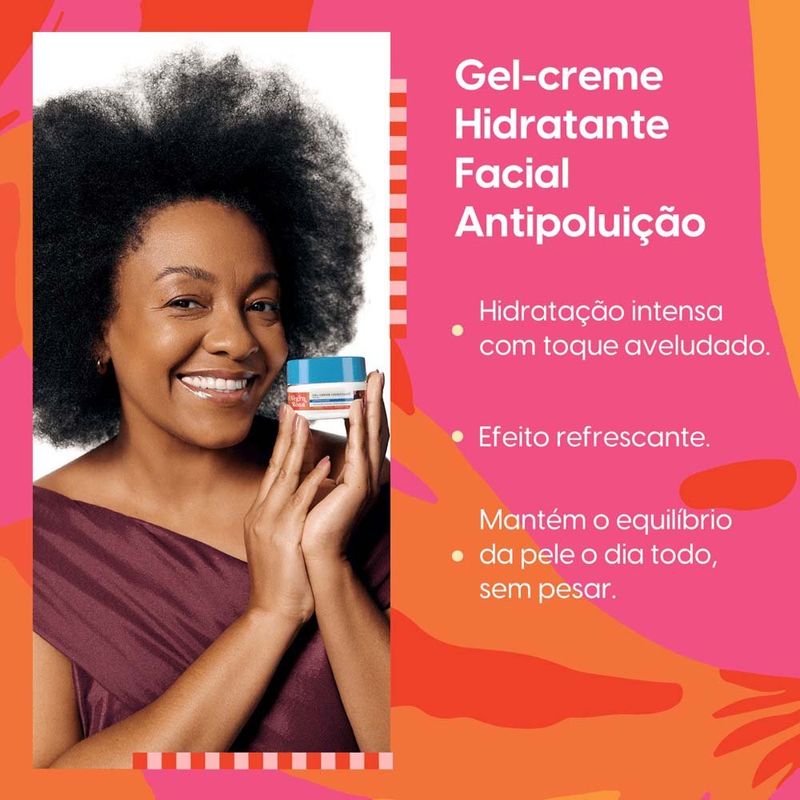gel creme hidratante facial negra rosa antipoluição 100g