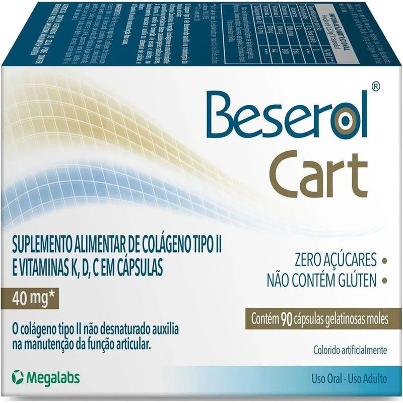 beserol cart colágeno não hidrolisado tipo ii 90 cápsulas gelatinosas megalabs
