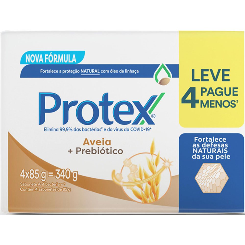 Kit Sabonete Em Barra Protex Aveia 85g Com 4 Unidades