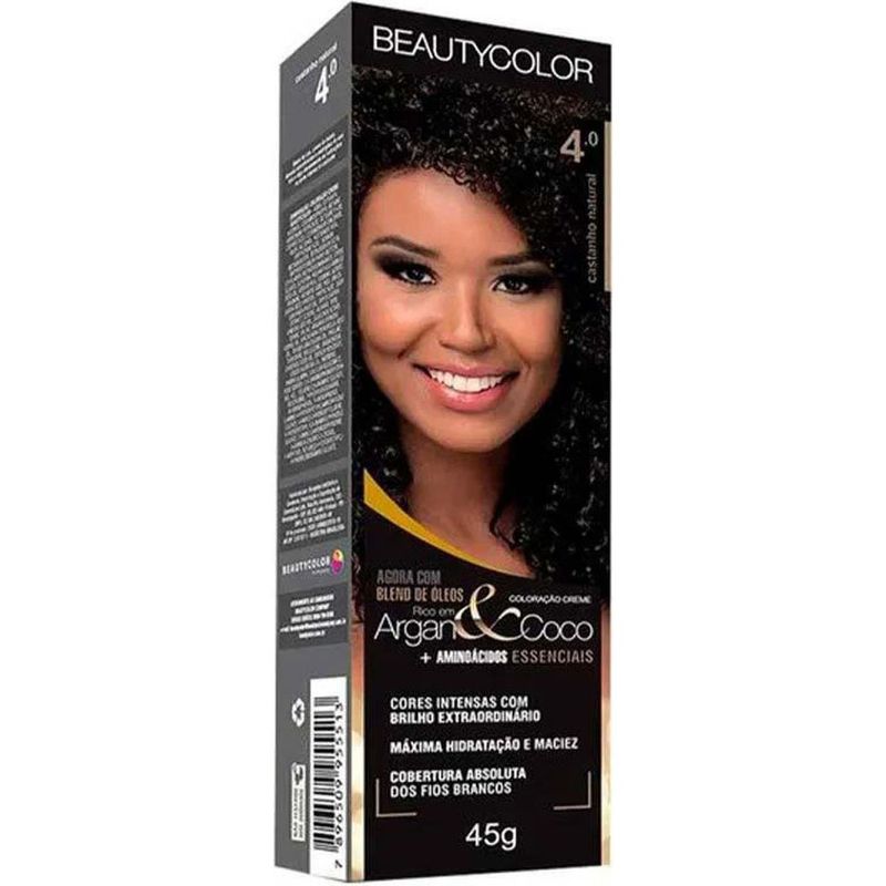 tintura para cabelo beauty color 4.0 castanho natural
