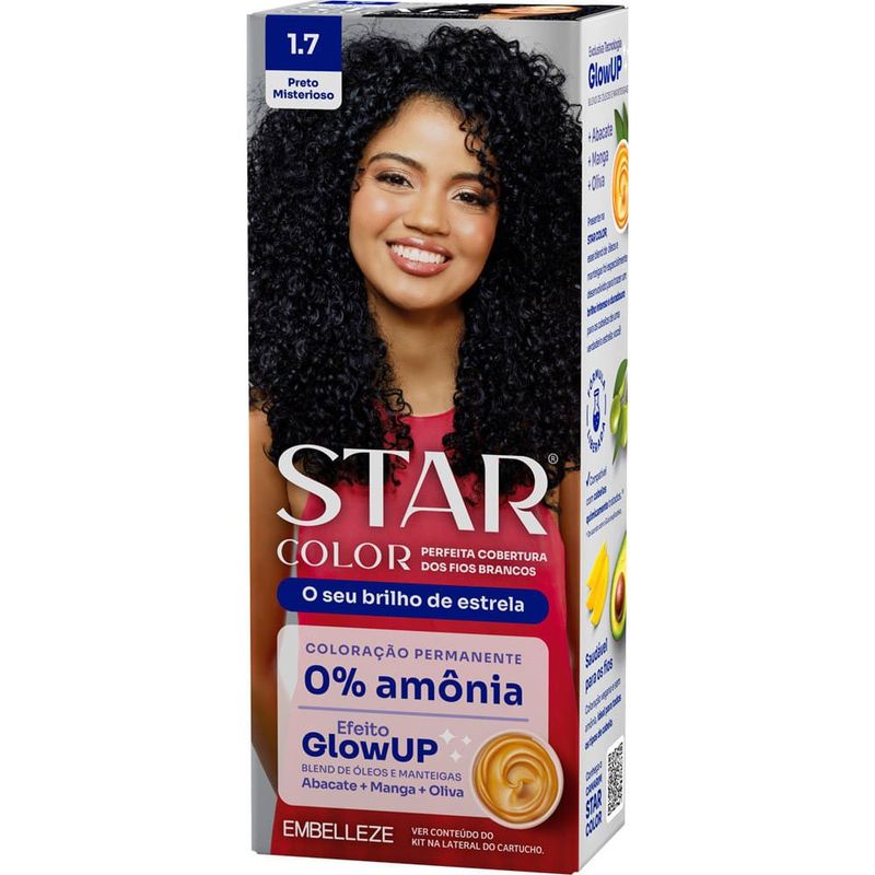 tintura para cabelo star color 1.7 preto misterioso embelleze
