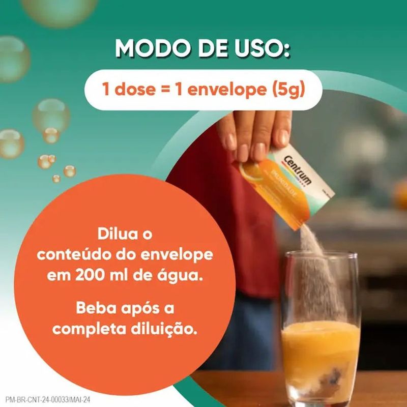 centrum pó efervescente imunidade vitaminas c, d e zinco sabor laranja 5g