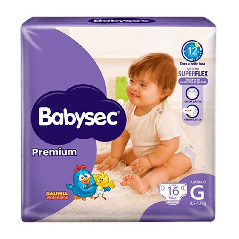 fralda descartável infantil babysec premium tamanho g 16 unidades