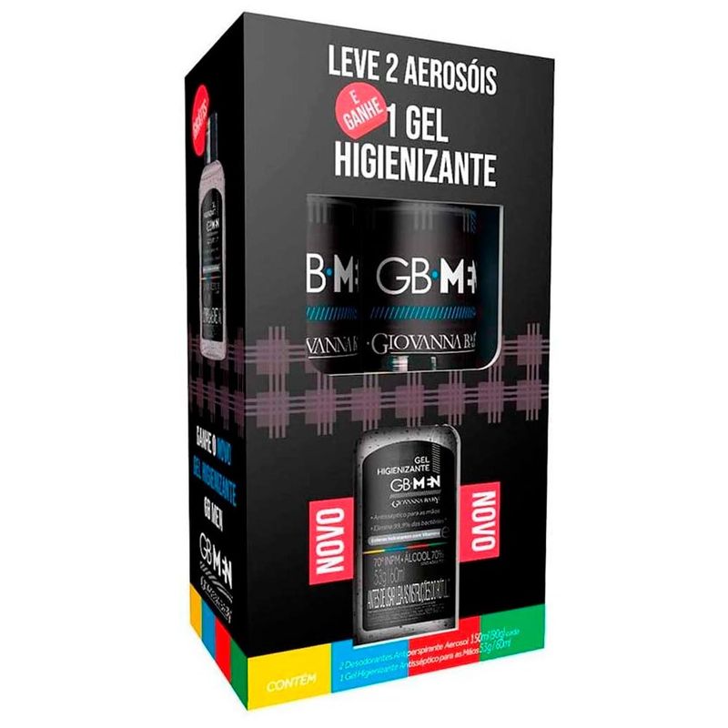 kit giovanna baby men urban 2 desodorante aerosol 150ml e gel higienizante 60ml