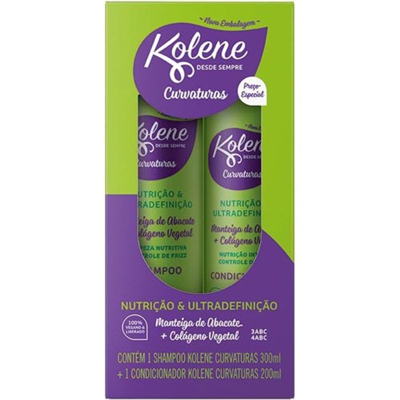 kit shampoo 300ml + condicionador 200ml kolene curvaturas