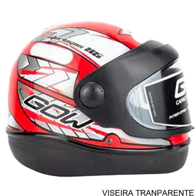 capacete gow interlagos vermelho e prata 60 (mp)