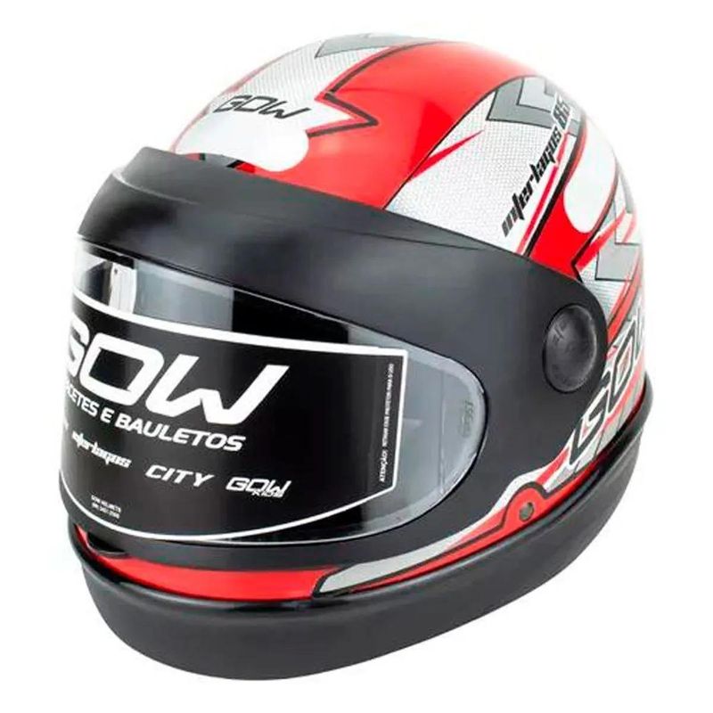 capacete gow interlagos vermelho e prata 60 (mp)