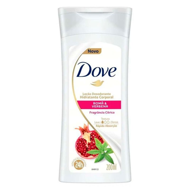 loção hidratante corporal dove romã e verbena 200ml