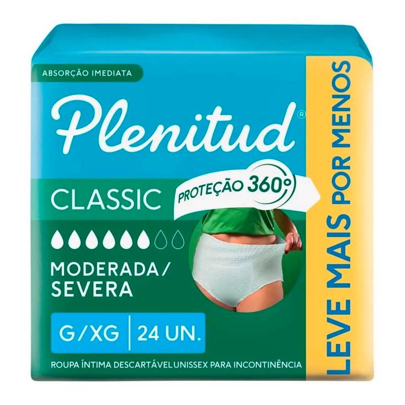 roupa íntima descartável plenitud absorção intensa g/xg 24 unidades