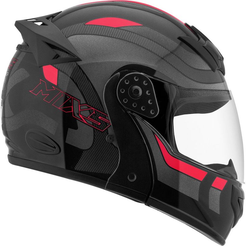 capacete mixs gladiator delta s cinza/vermelho 58