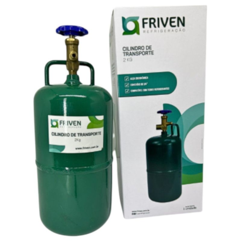 cilindro para transporte de gas com segurança e manopla friven 2kg (mp)