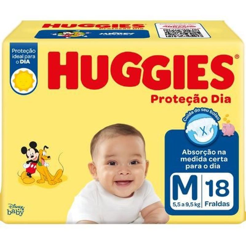 fralda descartável huggies proteção dia jumbinho tam m 18 unidades