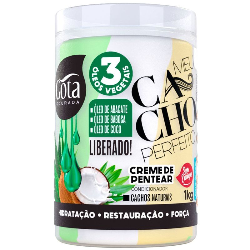 creme para pentear gota dourada meu chachos perfeitos 3 óleos vegetais 1kg