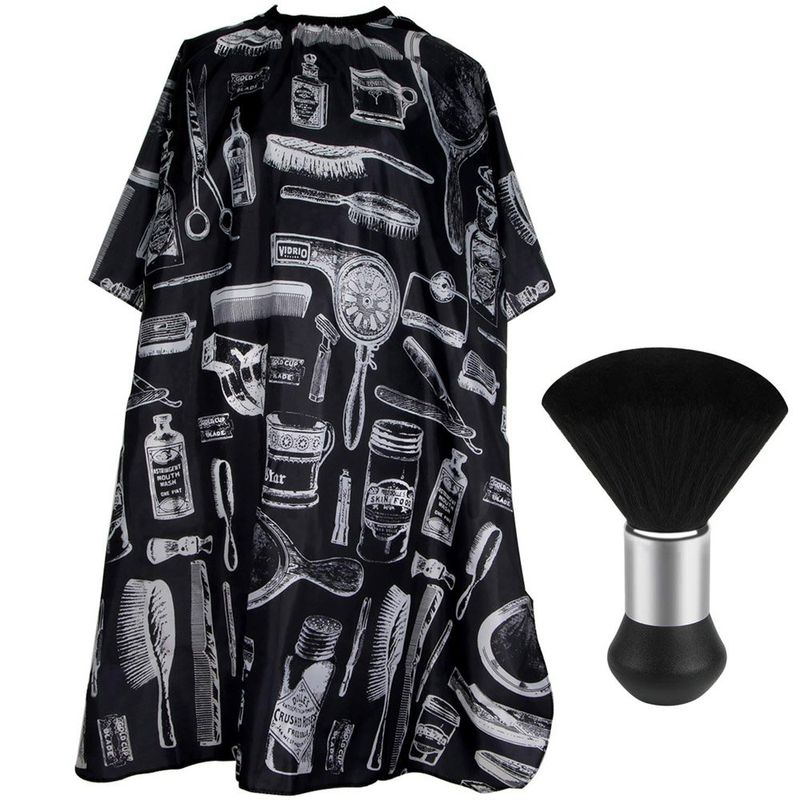 capa corte cabelo com escova febsnow floral preto a-mbi