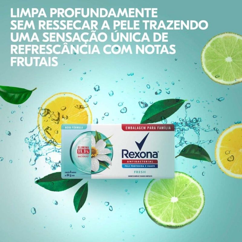 sabonete em barra rexona antibacteriano fresh 84g 6 unidades