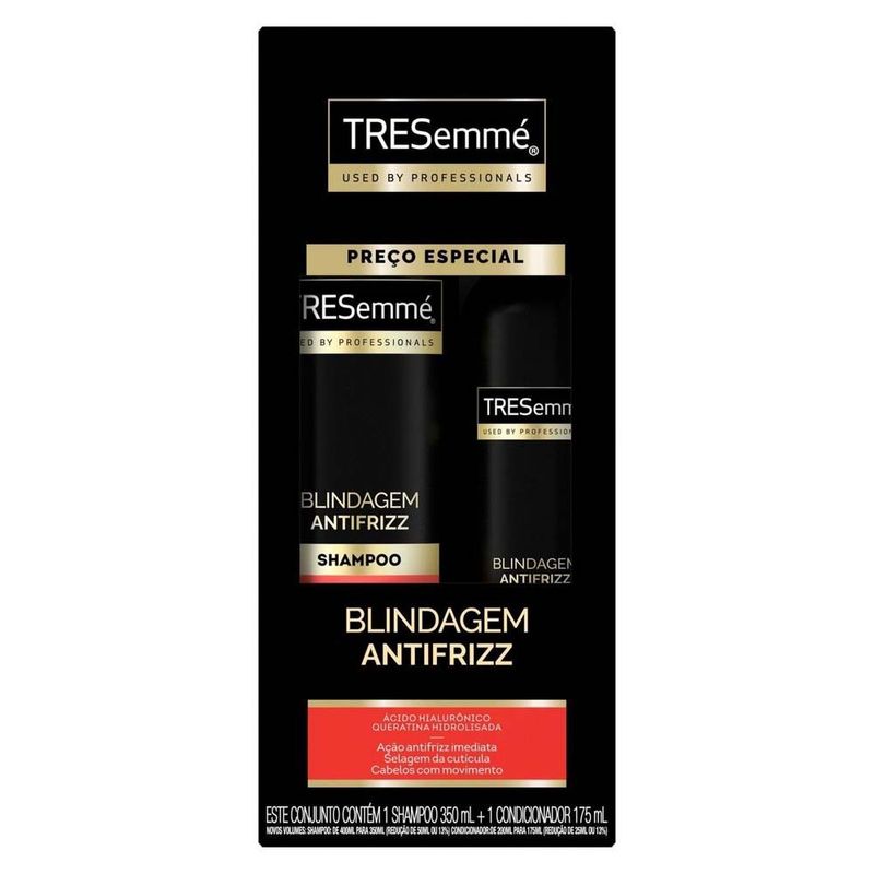 kit shampoo 350ml e condicionador 175ml tresemmé blindagem antifrizz