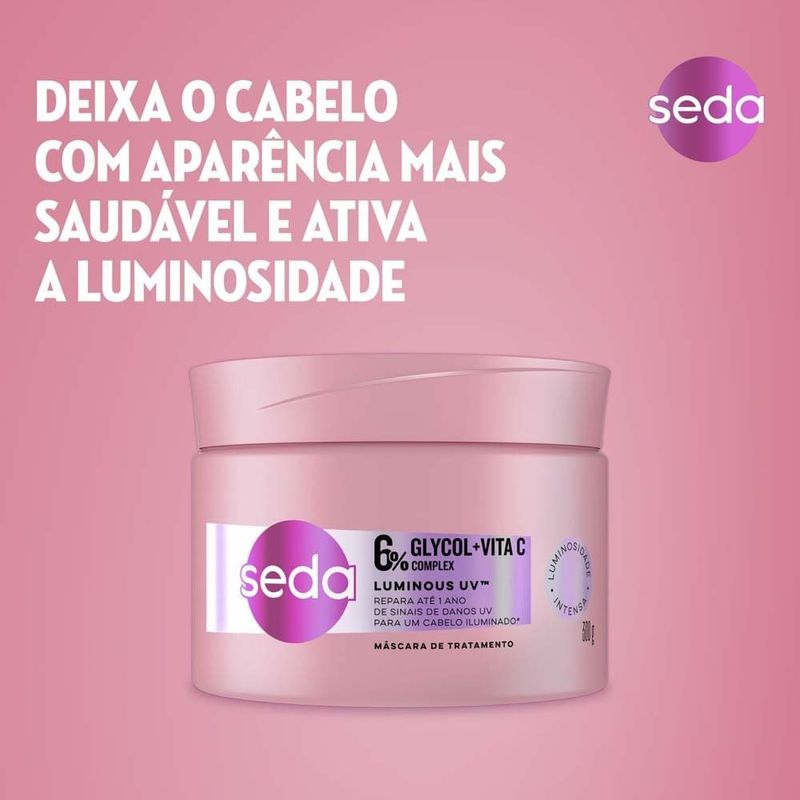 máscara de tratamento seda luminous uv glycol 6% + vita c complex 300g