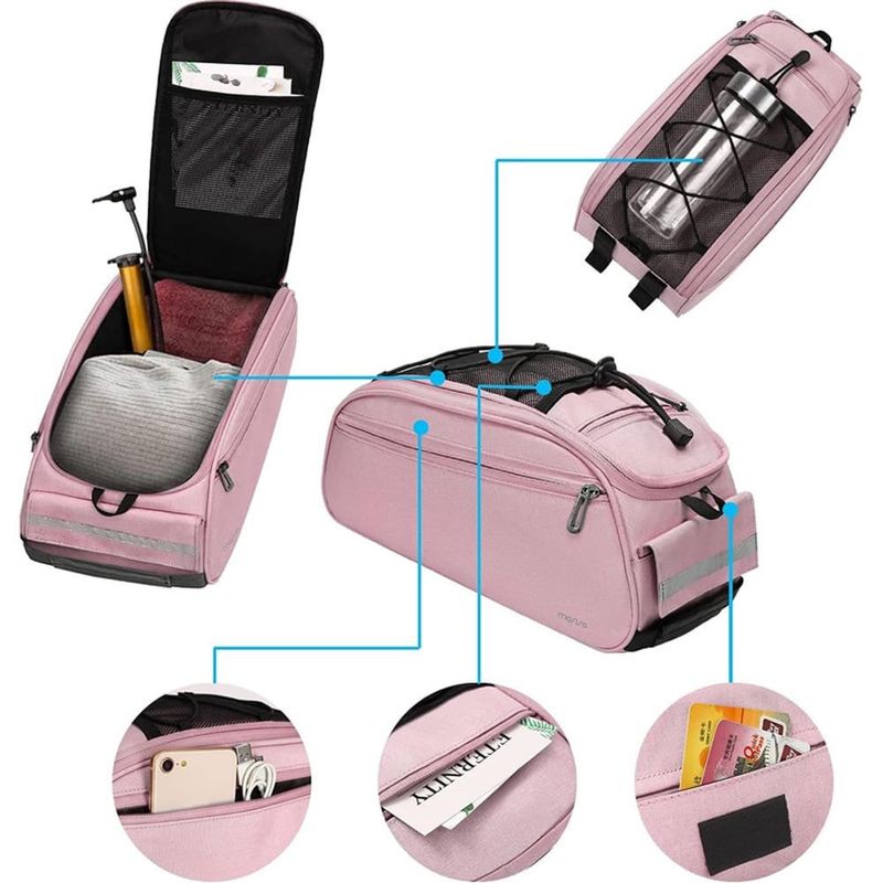 bolsa de bagageiro para bicicleta mosiso rosa a-mbi
